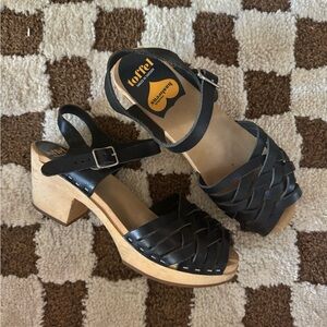 Swedish Hasbeens braided sandal clogs